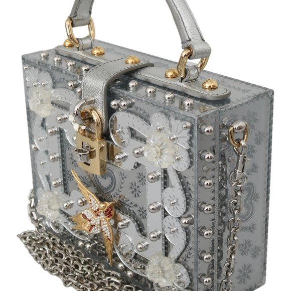 Dolce & Gabbana- Silver Floral Padlock Bag - Picture 6 of 6